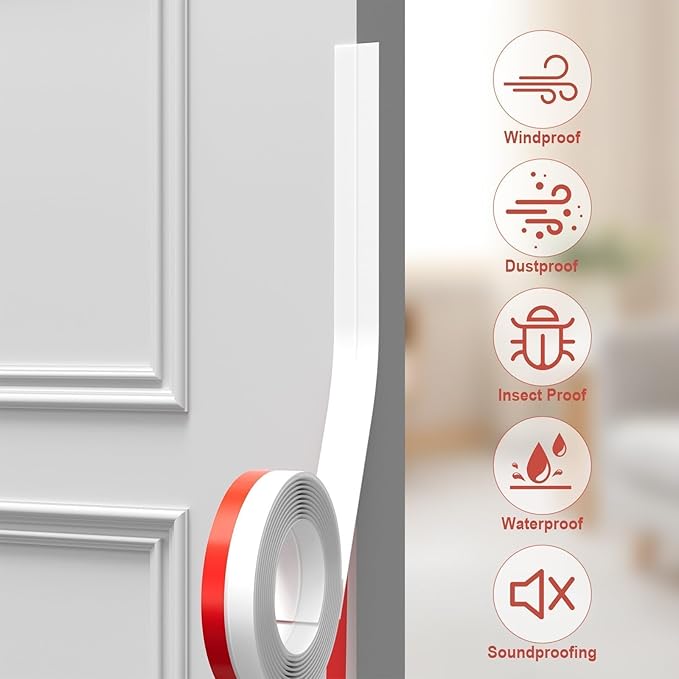 Door Seal Strip for Door Frame, 36ft Silicone Shower Glass Door Seal Strip, Door Gap Filler Bottom & Side Sealing Strip, 2 Inch Wide