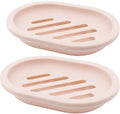 TOPSKY 2-Pack Soap Dish with Drain, Soap Holder, Soap Saver, Easy Cleaning, Dry, Stop Mushy Soap (Pink)