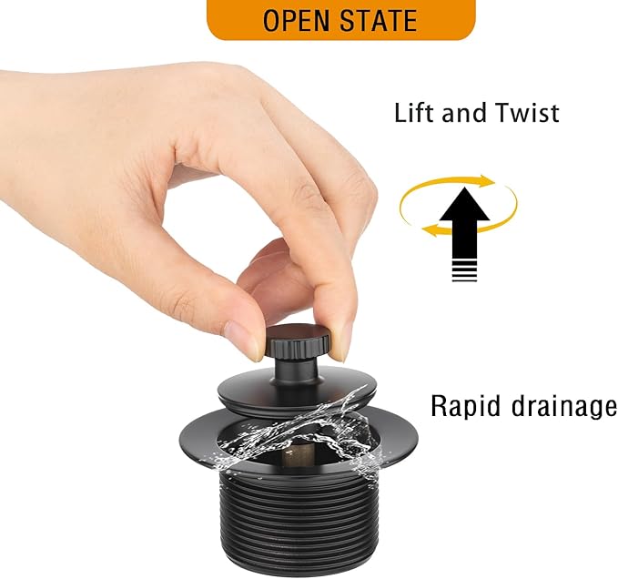 (1 Pack) Yariwiz 1-1/2" Matte Black Bathtub Tub Drain Kit Bath Waste Overflow Drain Tube Assembly with Universal Lift & Turn Bathtub Drain and Overflow Faceplate Matte Black