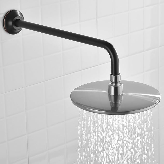 BESTILL 16 Inch L-Shaped Shower Head Extension Arm, Shower Arm and Flange Included, Oil Rubbed Bronze