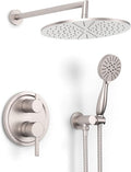HammerHead Solid Metal Rain Shower System Set with Handheld and 10" Rainfall Head, Shower Valve and Trim Kit, 2-Handle Shower Faucet Set with 2 Way Diverter Body – Brushed Nickel
