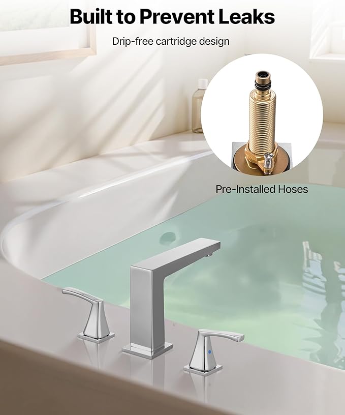 VEVOR Roman Tub Faucet, 3 Hole Waterfall Bathtub Faucet, Bath Tubs Faucets Set with 2 Handles, Roman Tub Faucets Deck Mount for Pet Washing, Baby Care, Adult Bathing, Silver, Right-Angle Tub Faucet
