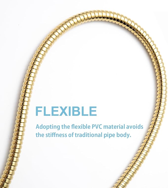 OFFO Shower Hose, 60 in Kink Free Stainless Steel Shower Hose Attachment Electroplating Handheld Shower Head Hose Flex Hoses Extension with Brass Insert & Nut for Pet Bathing Cleaning, Gold