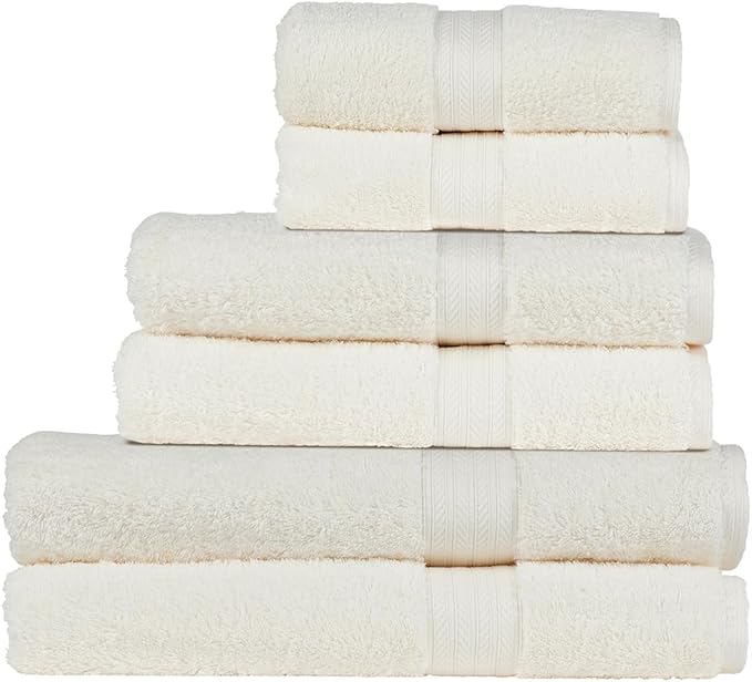 Christy Renaissance 6 Piece Cream Towel Set | 100% Egyptian Cotton | Luxury Bathroom Towels | Soft and Super Absorbent | 675 GSM | 2 Bath Sheet 2 Bath 2 Hand | Parchment
