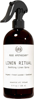 Muse Apothecary Linen Ritual - Aromatic, Soothing, and Relaxing Linen Mist, Laundry and Fabric Spray - Infused with Aromatherapy Essential Oils - 8 oz, Bergamot + French Lavender + Sandalwood,
