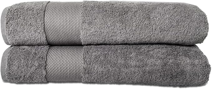 Hencely Bath Sheet Set of 2 - (35x64 Inches) - Luxury Extra Large Oversized Towels, 100% Cotton - Quick Dry, Highly Absorbent, Super Soft - Ideal for Spa, Hotel, Bathroom - (Bath Sheets 2 Pack, Gray)