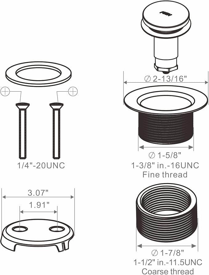 Tip Toe Bathtub Tub Drain Conversion Kit Assembly, Wellup Tub Drains Trim Kit with Two Hole Overflow Faceplate, Gold Brushed Brass