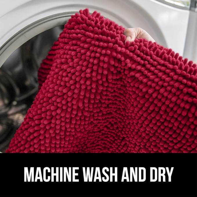 GORILLA GRIP Bath Rug Mat 36x24, Thick Soft Absorbent Chenille, Quick Dry Microfiber Mats, Rubber Backing Washable Shower Floor Rugs, Bathmat Runner, US Designed Bathroom Home Decor Accessories Red