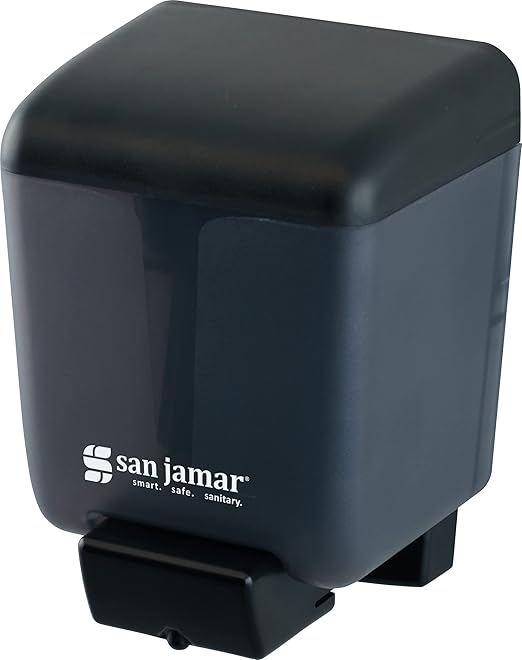 San Jamar Classic Soap Dispenser for Public Restrooms, Manual, Wall Mounted, Refillable, Plastic, 30 Ounce Capacity, Black Pearl (Pack of 6)