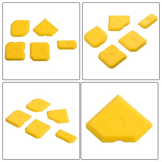 5pcs Portable Yellow Silicone Caulking Kit Multi Edge Sealant Applicator Tool Smoother Mastic Tool for Kitchens Bathrooms