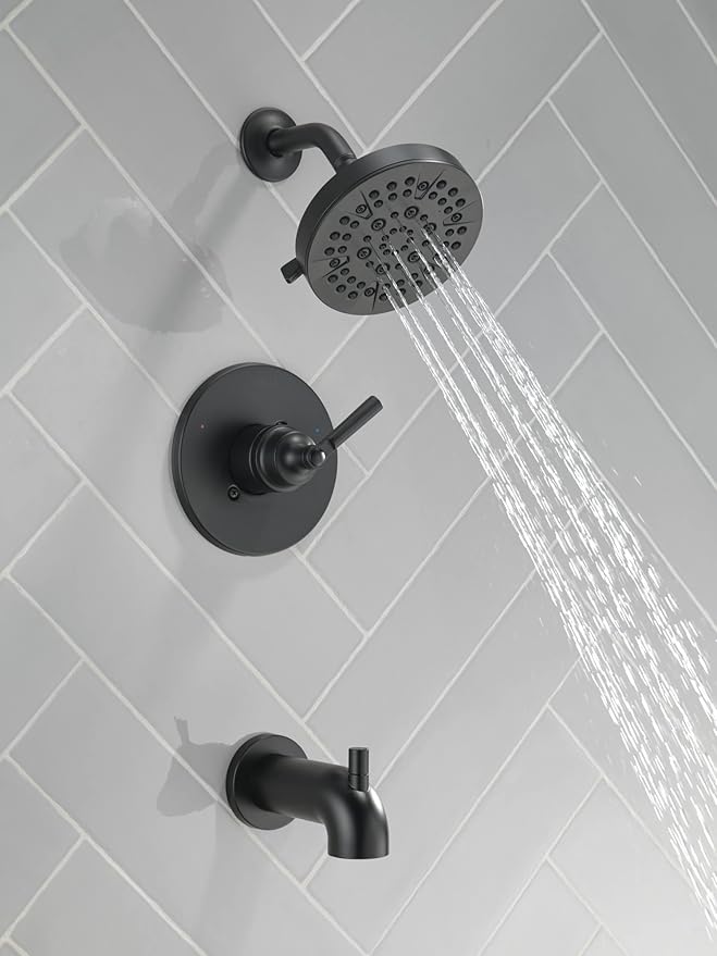 Delta Faucet Saylor 14 Series Black Tub and Shower Faucet Combo, Bathtub and Trim System, Trim Kit, Bathtub Faucet Set, Tub Faucet, Matte Black T14435-BL (Valve Not Included)