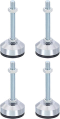 PATIKIL Furniture Leveling Feet 2" Dia Base M10 Thread, 4 Pcs Carbon Steel Adjustable Threaded Furniture Levelers Screw on Leg Levelers with Pads for Desk Chair Cabinet, Black
