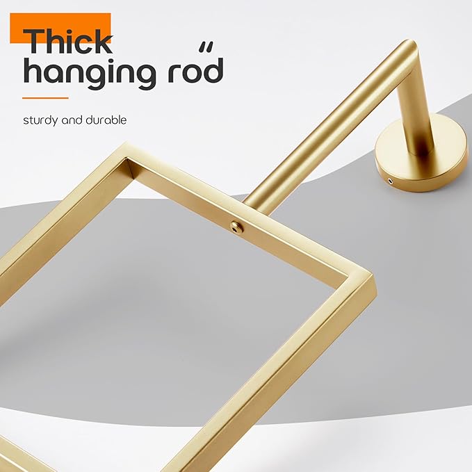 Towel Rings for Bathroom Wall Mounted Vertical Towel Rack Brushed Gold Stainless Steel Contemporary Hand Towels Holder Hanger, AN3005GD