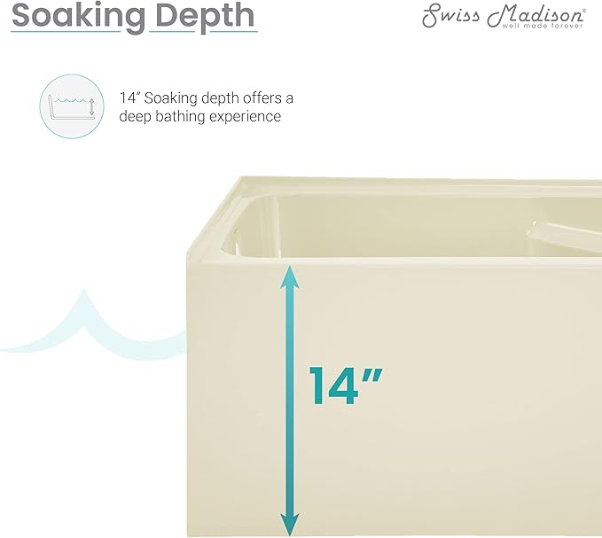 ﻿Voltaire 54" X 30" Left-Hand Drain Alcove Bathtub with Apron in Bisque