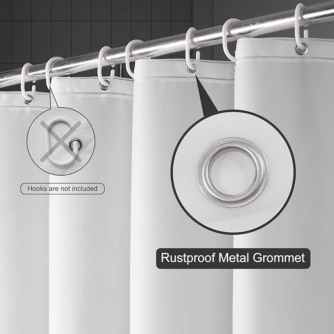 UFRIDAY Frosted 78 inch Shower Curtain Liner,PEVA Plastic Waterproof Long Shower Curtain Liner with 3 Big Bottom Magnets 78 inch Long Length with Rustproof Grommets Frosted Shower Curtain,72x78