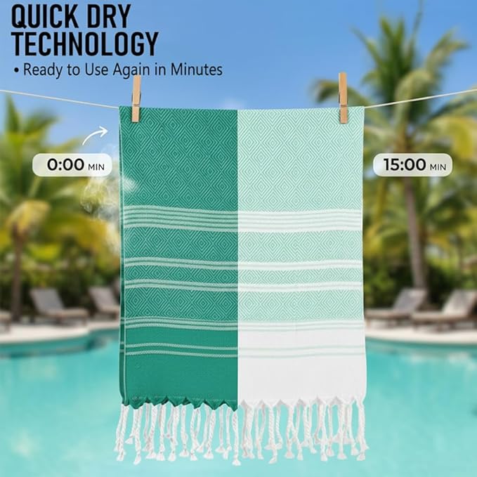 6 Pack Cotton Turkish Beach Towel Lightweight Thin Travel Vacation Essentials Oversized XL Towels Set for Pool Swim Bath Camping Cruise Accessories Absorbent Quick Dry Sand Proof Bulk clearance