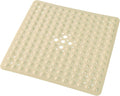 Anti-Slip Bathtub Shower mat, 20.8×20.8（Approximately 53×53cm） inch Soft Oversized Machine Washable Non-Slip Bathtub mat with Drainage Holes, Bathroom Floor Suction Cup.（1-Opaque Khaki）