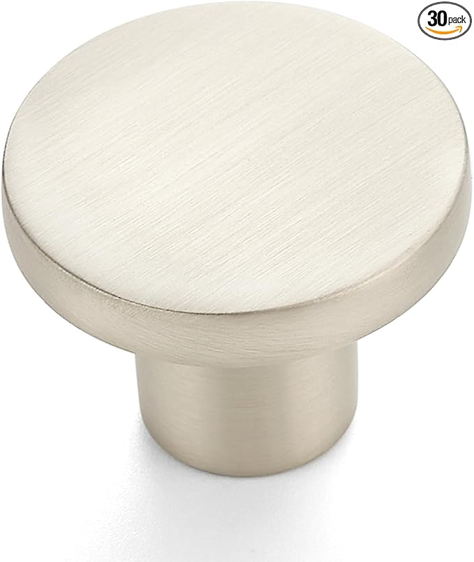 Ravinte 30 Pack Cabinet Knobs Brushed Nickel Kitchen Cabinet Knobs Round Dresser Drawer Pulls Closet Door Pulls 1-1/5 Inch