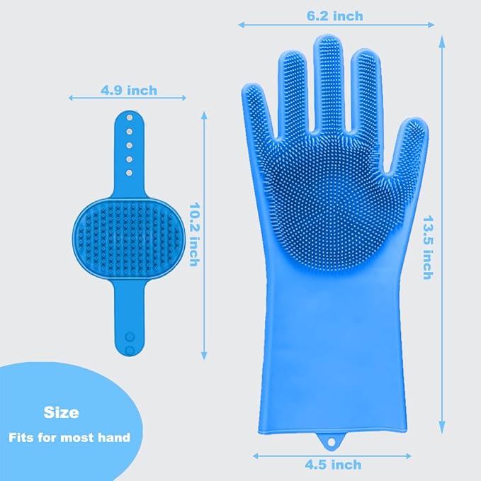 4PCS Dog Washing Glove and Dog Bath Brush, Dog Shampoo Brush Scrubber for Bath, Massage and Grooming, Pet Shower Supplies for Short & Long Hair Dogs and Cats