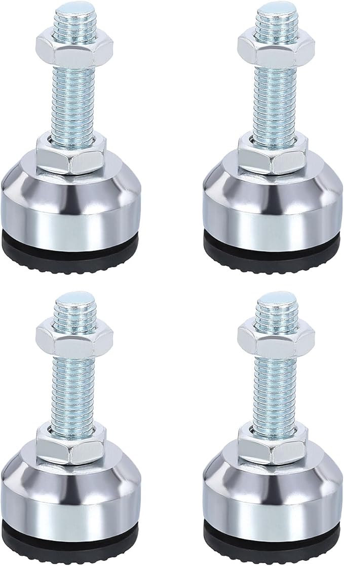 PATIKIL Furniture Leveling Feet 2.8" Dia Base M12 Thread, 4 Pcs Carbon Steel Adjustable Threaded Furniture Levelers Screw on Leg Leveler with Pads for Desk Chair Cabinet, Black