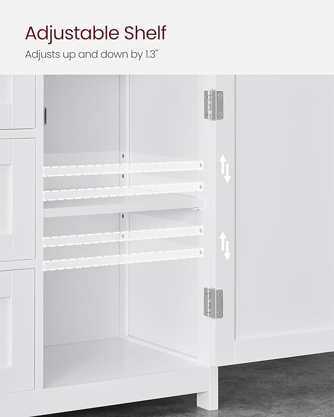VASAGLE Floor Storage Cabinet, Freestanding Storage Unit with 3 Drawers, Adjustable Shelf, 11.8 x 23.6 x 31.5 Inches, for Living Room, Bathroom, Entryway, White UBBC542P31V1