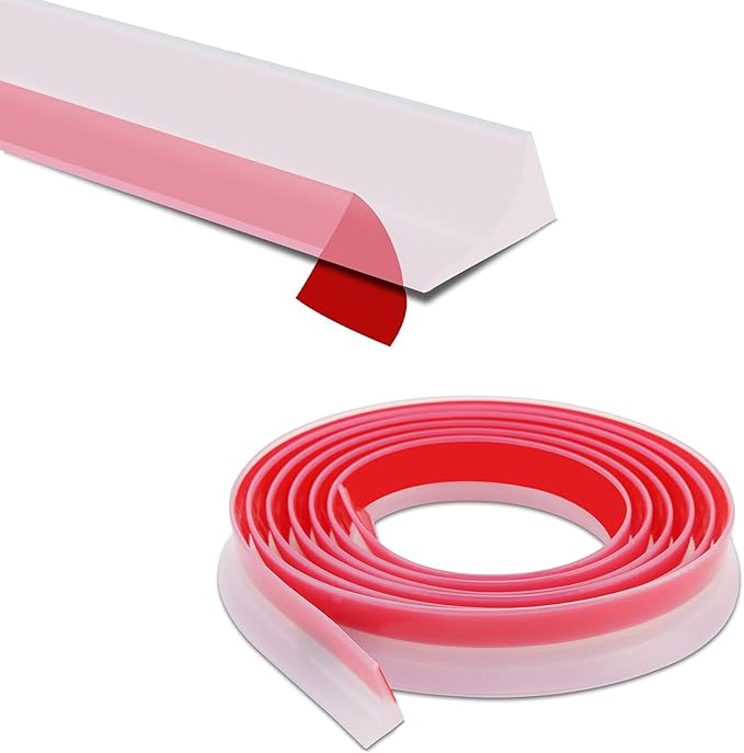 Shower Threshold Water Dam,Walk in Shower Water Guard, Shower Dam Water Barrier Bathroom Sink Splash for Dry And Wet Separation Caulk Seal Strip Edge Trim (98Inch, Transparent)