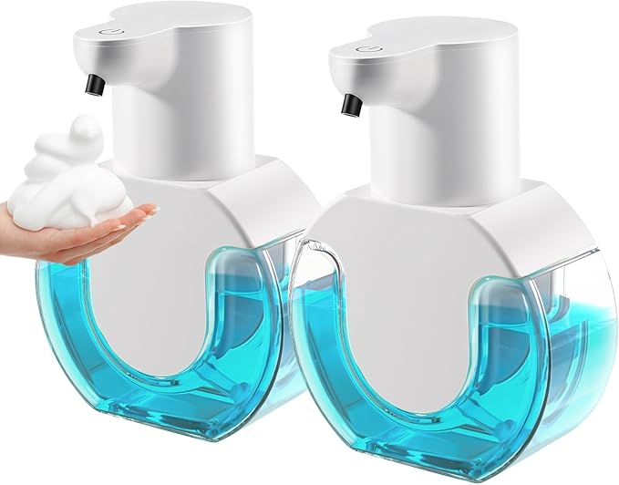 2 Pack Automatic Foaming Soap Dispenser 14.2oz/420ML Touchless Automatic Foaming Soap Dispenser,Rechargeabled Wall Mounted Smart Pump for Bathroom Kitchen