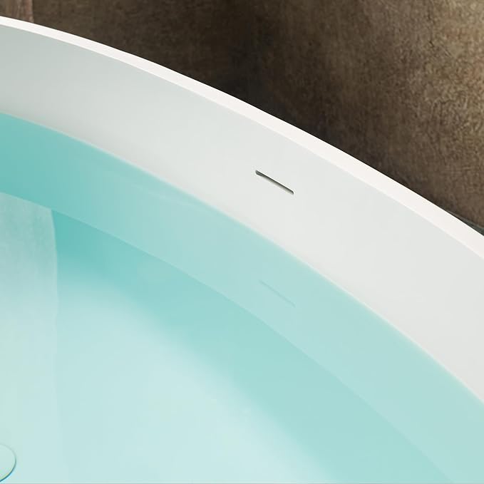 WOODBRIDGE 55 in. x 30.75 in. Stone Resin Luxury Contemporary Solid Surface Freestanding Bathtub in Matte White