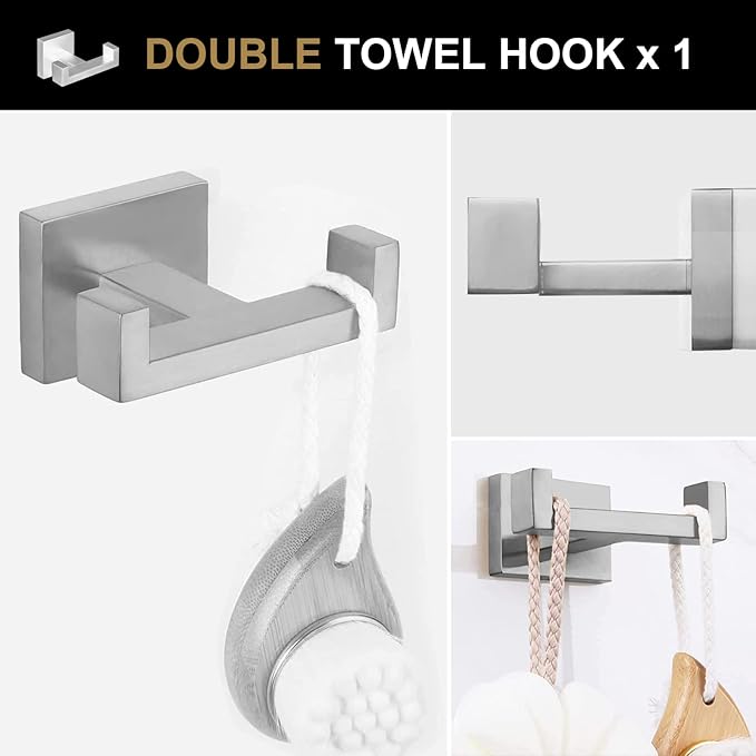 Lava Odoro 5-Piece Bathroom Hardware Accessories Set Brushed Nickel, Bathroom Towel Bar Holder Sets Wall Mounted Stainless Steel, 23.6-Inch