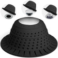 Shower Drain Hair Catcher - Bathtub Drain Cover Foldable Silicone，Shower Drain Protector for Pop-Up and Regular Drains of Shower,Tub, Bathroom, Sink, Silver-Black