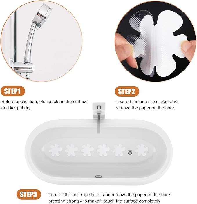 36PCS Bathtub Stickers Non-Slip, Safety Shower Treads Adhesive Appliques with Premium Scraper (White)