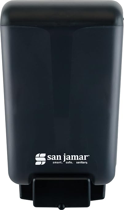San Jamar Classic Plastic Manual Soap Dispenser, Hand Sanitizer Dispenser, Lotion Dispenser with Universal Compatibility for Home, Bathroom, Kitchen, Restooms, Restaurants, 46 Ounces, Black Pearl