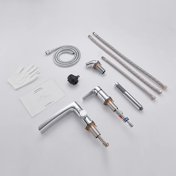 Waterfall Roman Tub Faucet Chrome Deck Mount Bathtub Faucets Brass Tub Filler Bathroom Faucets with Hand Shower