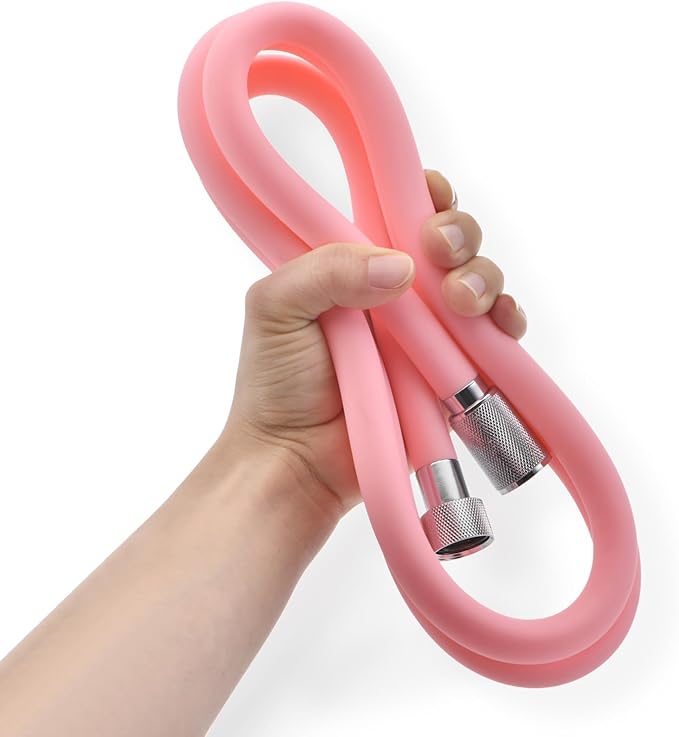 Silicone Shower Hose Extra Long,Explosion Proof Anti Winding Showerhead Hose,Used In Showerheads Spray Bidet Bathing Toilet Cleaning Flexible RV Shower Hoses Replacement (Pink, 59 In)