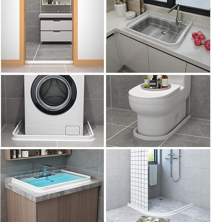 122 Inch Shower Threshold Water Dam Collapsible Bath Shower Barrier Water Stopper Retention System Dry and Wet Separation for Bathroom Kitchen and More (10ft)