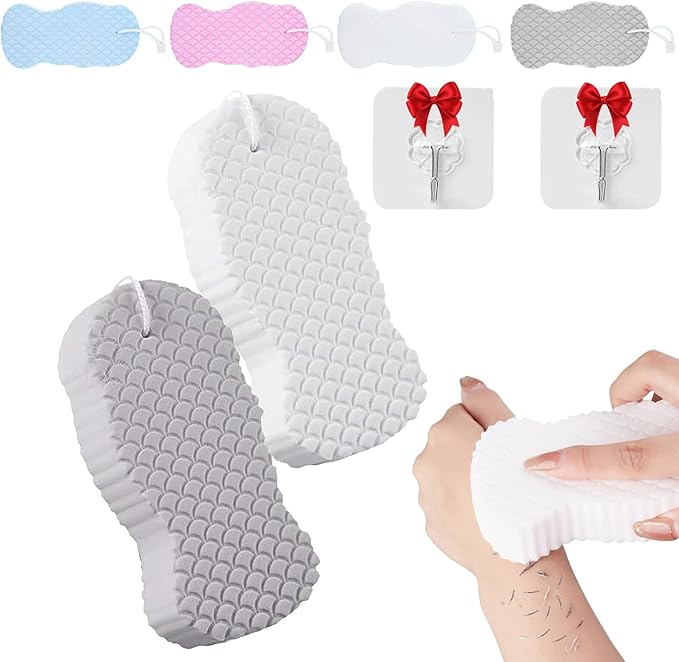 Magic Exfoliating Bath Sponge, 3D Super Soft Exfoliating Bath Sponge, Gentle & Effective Exfoliation, Highly Absorbent Design for Convenience and Durability (2PCS-A)