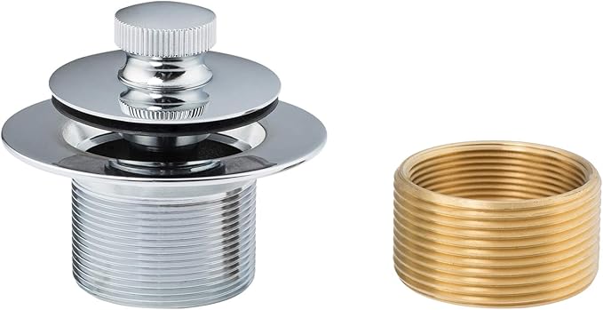 Artiwell Lift & Turn Tub Trim Set with Two-Hole Overflow Faceplate, All Brass Bathtub Conversion Kit Assembly with 2-Hole Overflow Face Plate and Universal Fine/Coarse Thread (Chrome Plated)