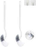 2 Pack Curved Toilet Bowl Brush Without Holder for Bathroom, Compact Toilet Brush Durable Under The Rim Household Deep Cleaning Brushes (White Toilet Brush Without Holder)