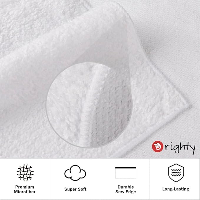Orighty 12-Pack White Hand Towels - Quick Drying & Absorbent Microfiber Gym Towels 16x28 inches - Lightweight & Thin White Yoga Towels - Multi-Purpose Camping Towels for SPA, Hotel & Bathroom
