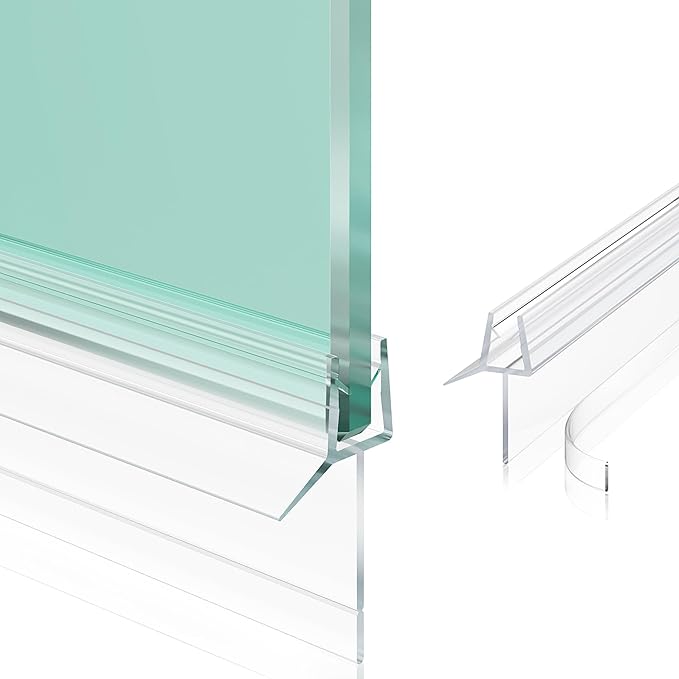 2-Pack Frameless Shower Door Bottom Seal (1/4" X 39") Clear Glass Seal Strip Shower Door Sweep - Stop Shower Leaks