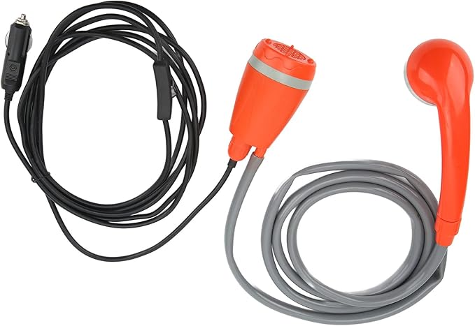 Portable Pump Shower Head, 12V Outdoor Shower with Powerful Water Flow 3.5L per Minute, for Camping Hiking RV Car Washing Pet Bathing