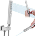 All-Metal High Pressure Square Handheld Shower Head with Jet Spray and Rainfall Modes, Volume Control Regulator, ON/OFF Switch, Hose and Wall Mounted Adjustable Bracket,Brushed Nickel Color