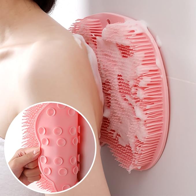 Shower Foot Scrubber Mat with Non-Slip Suction Cups, Foot Back Cleaning Pad Back Washer Exfoliating Bath Wash Pad, Wall Mounted Slip Suction Cups for Use in Cleaner Men and Women (Grey)