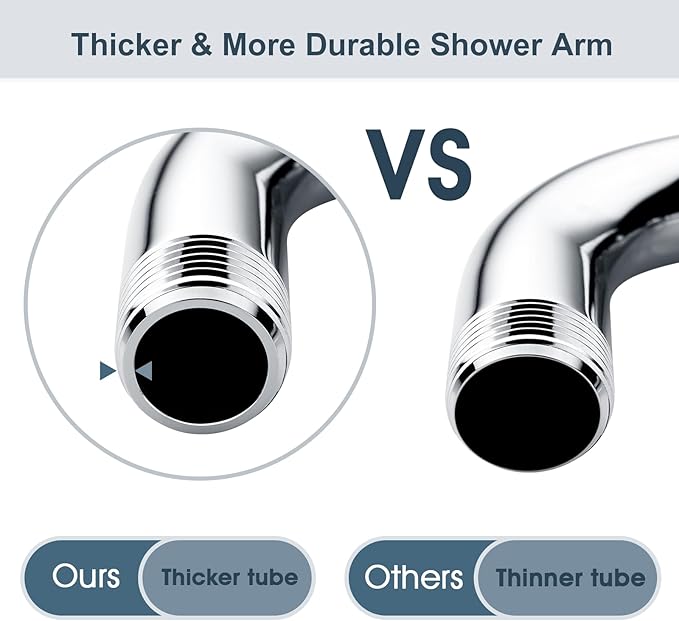 BRIGHT SHOWERS Shower Arm with Flange 10 Inches Solid Brass Shower Head Extension Arm, Wall Mounted Shower Pipe Arm for Rainfall Shower Head and Handheld Showerhead, Chrome