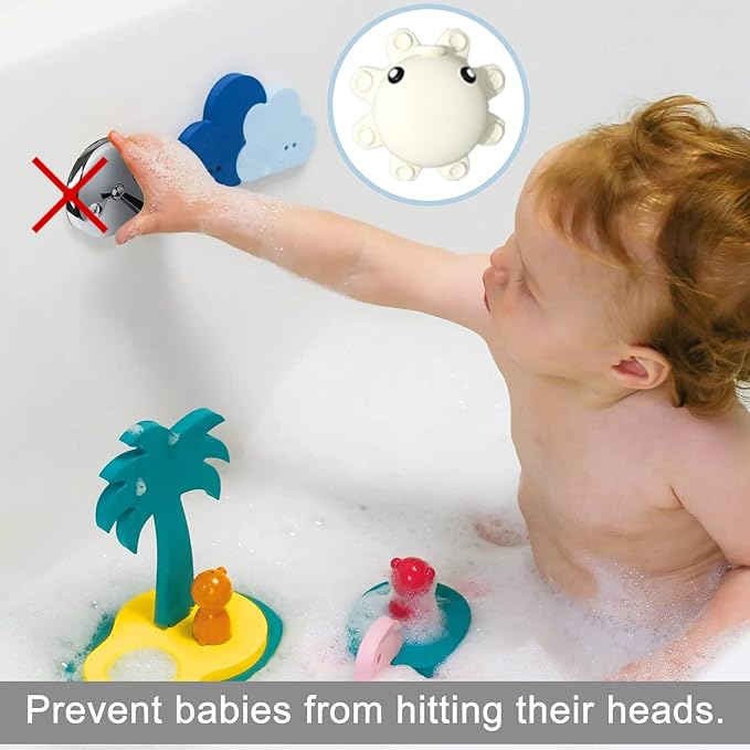 Bathtub Overflow Drain Cover Tub - tub Overflow Drain Cover, Soak Bath Overflow Drain Cover, Bathroom Spa Accessories, Adds Inches of Water for Deeper Bath (Silicone, Creamy-White)