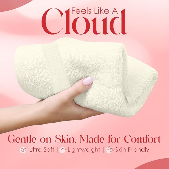 RIVERSIDE 12 Pack Premium 100% Cotton Face Washcloths, 550 GSM, 12 x 12 Inches, Soft, Absorbent Towels for Body & Shower, Bathroom Wash Clothes, Durable Face Towels Set for Spa, Gym, Cannoli Cream
