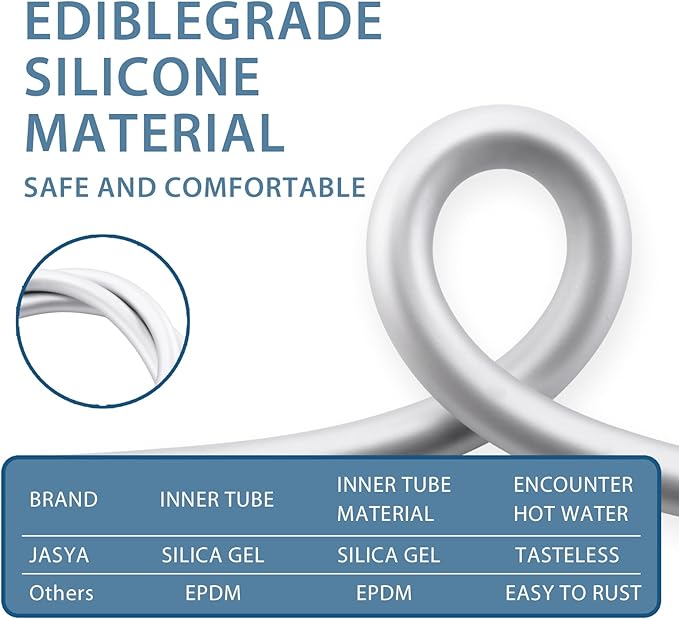 Silicone Shower Hose Extra Long,Explosion Proof Anti Winding Showerhead Hose,Used In Showerheads Spray Bidet Bathing Toilet Cleaning Flexible RV Shower Hoses Replacement (Silver, 69 In)