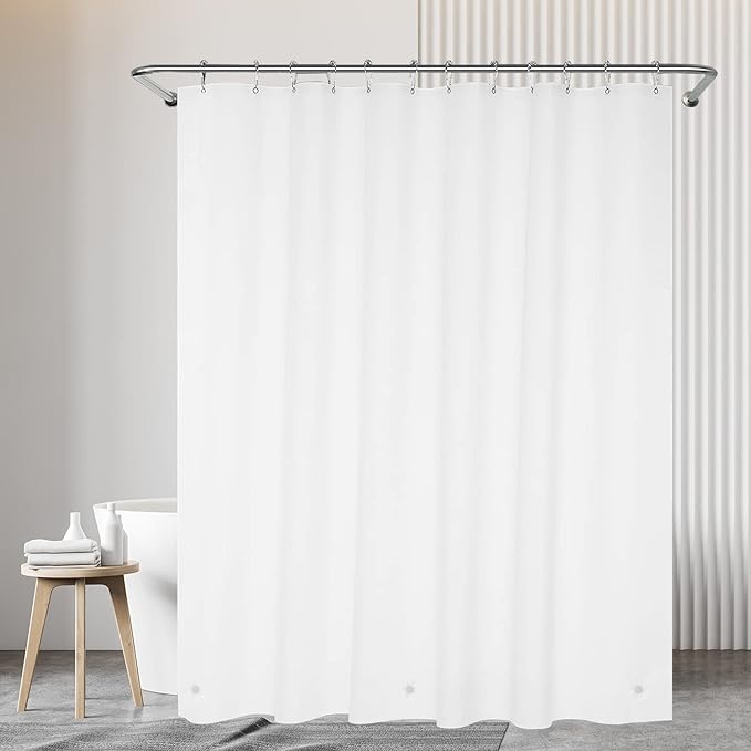 White Shower Curtain Liner 72 x 72 inch Plastic Shower Liner Washable Inside Shower Curtain Liner PEVA Shower Curtains for Bathroom with Magnets and Rustproof Metal Grommet Holes