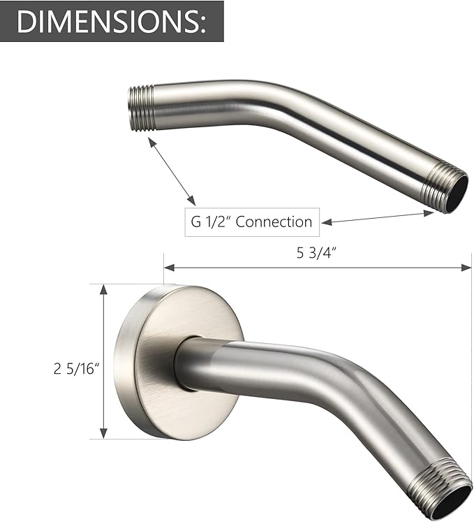 Wall Mounted Extention Shower Arm (Sold Includes Shower Arm Flange) for U4993-SS 6-inches, Brilliance Stainless