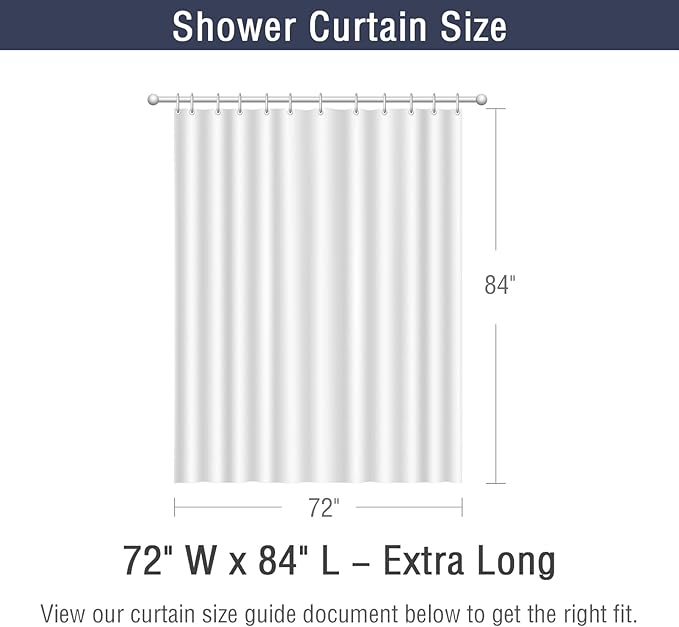 Gibelle Extra Long Shower Curtain 72 x 84, Tall 3D Embossed Textured White Fabric Shower Curtain, Modern Farmhouse Herringbone Decorative Bathroom Curtains Shower Set with Hooks